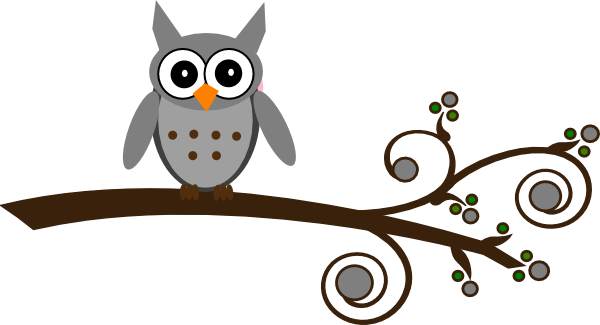 Grey Owl On Branch clip art - vector clip art online, royalty free ...