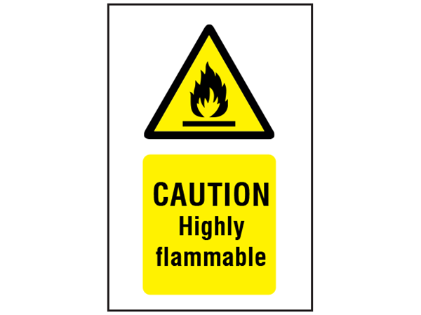 Caution highly flammable symbol and text safety sign. | WS3200 ...