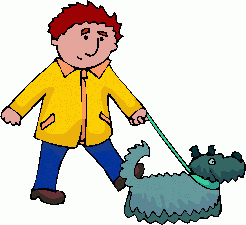 Clipart of person walking dog