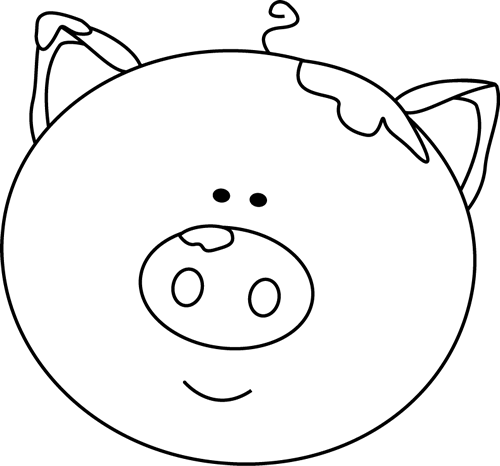 raccoon face clipart black and white pig