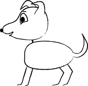 Dog Coloring Page Clipart Image - Funny Little Cartoon Dog Drawing ...