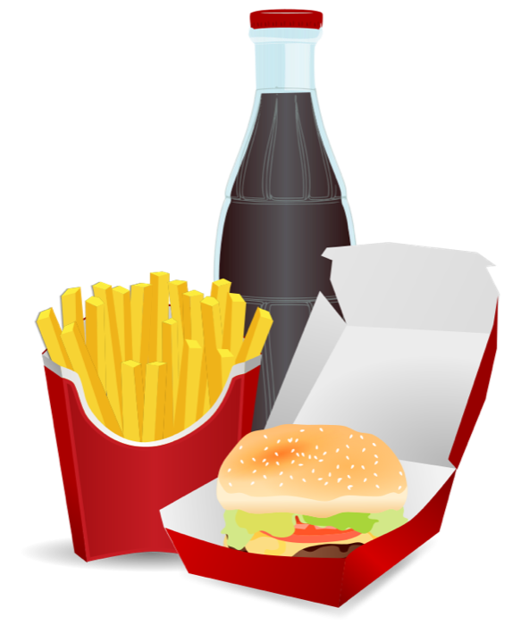 Hamburger and fries clipart