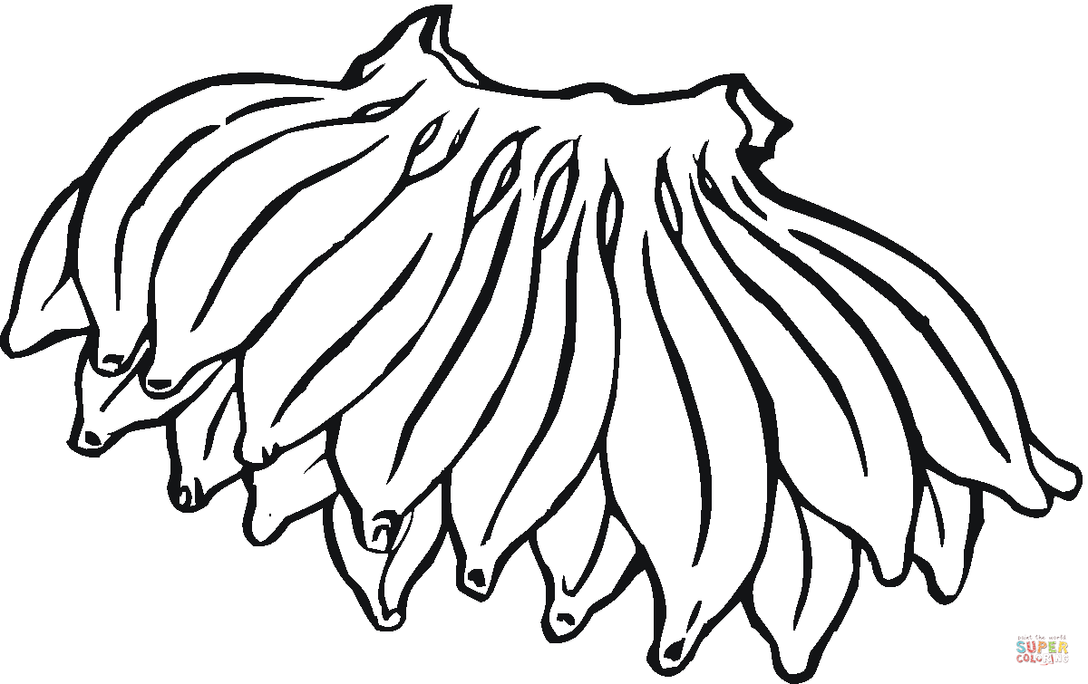 Big hand of Bananas coloring page | Free Printable Coloring Pages