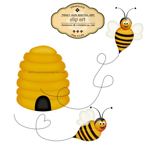 Flying Bees Hive Clipart