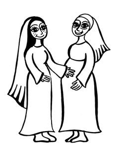 Luke 1:39-56: Mary Visited Elizabeth; Mary & Elizabeth Coloring ...