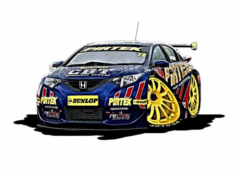 Honda Pirtek Racing BTCC Cartoon Caricature