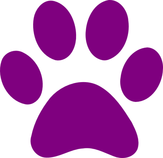 Dog paw print clipart purple