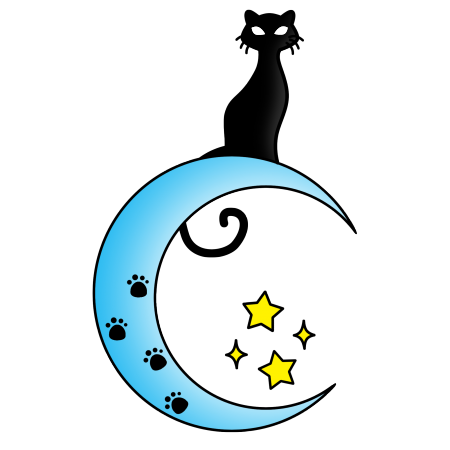 Cat On The Moon Tattoo Clipart - Blue Moon With Yellow Stars ...