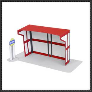 Canon Papercraft - Bus Stop Free Paper Model Download