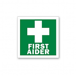 Tiny Green First Aider Sticker with White Cross for Helmet