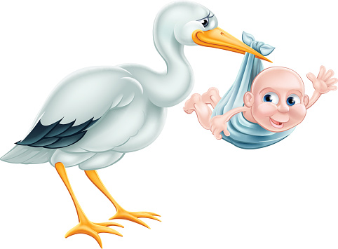 Clip Art Of Stork Delivering A Baby Clip Art, Vector Images ...