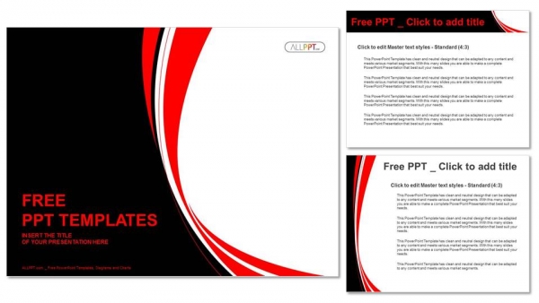 Abstract red and black wavy background PowerPoint Template