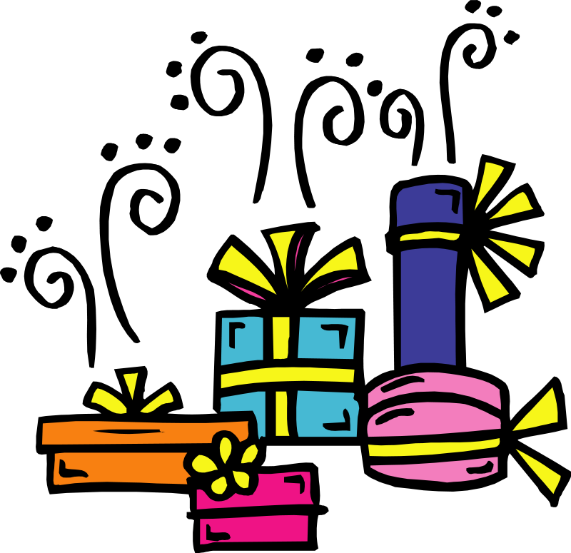 Birthday Present Black And White Clipart