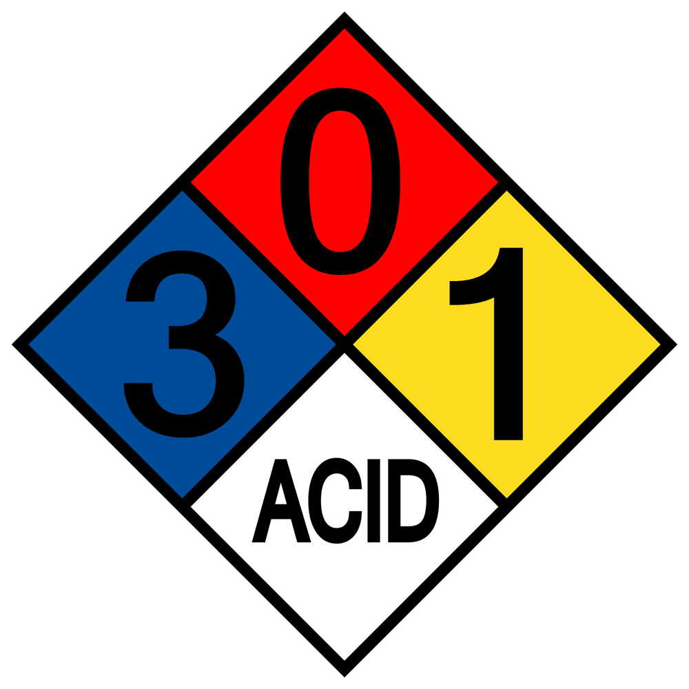 NFPA 704 3-0-1-Acid Sign NFPA-PRINTED-301ACID NFPA Diamonds