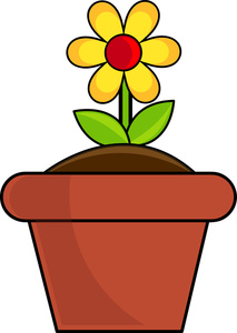Daisy Clipart Image - Spring Daisy in a Flower Pot