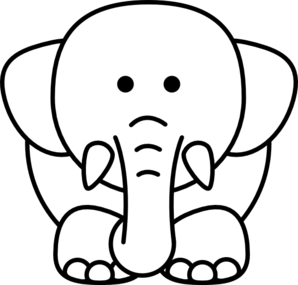 Cartoon Elephant Bw clip art - vector clip art online, royalty ...