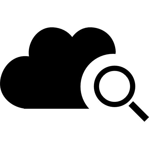 Cloud search interface symbol with a magnifier - Free interface icons