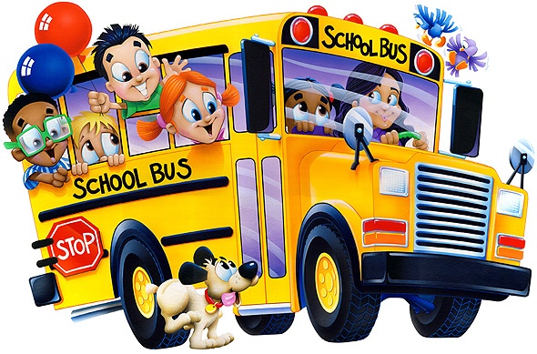Children on school bus clipart