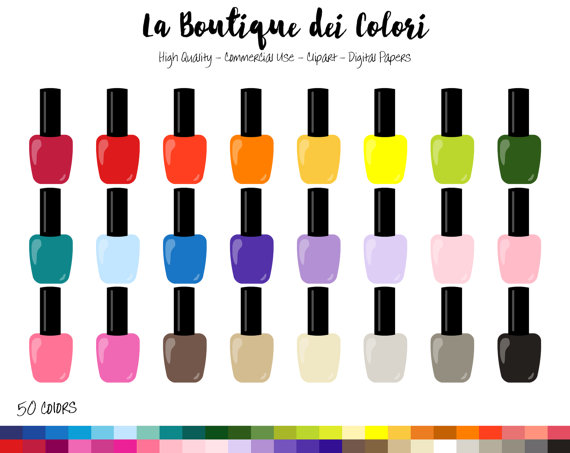 50 Rainbow Nailpolish Clipart, nail polish Digital illustrations ...