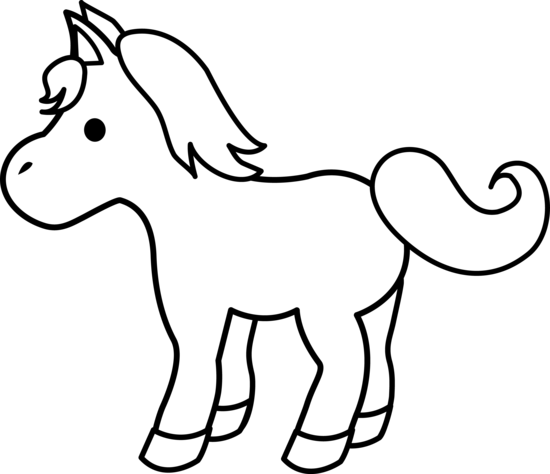 Pony outline clipart black and white