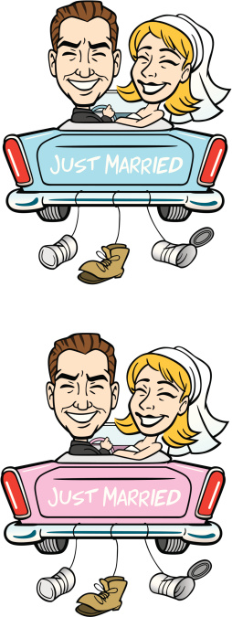 Just Married Cars Cartoons Clip Art, Vector Images & Illustrations ...