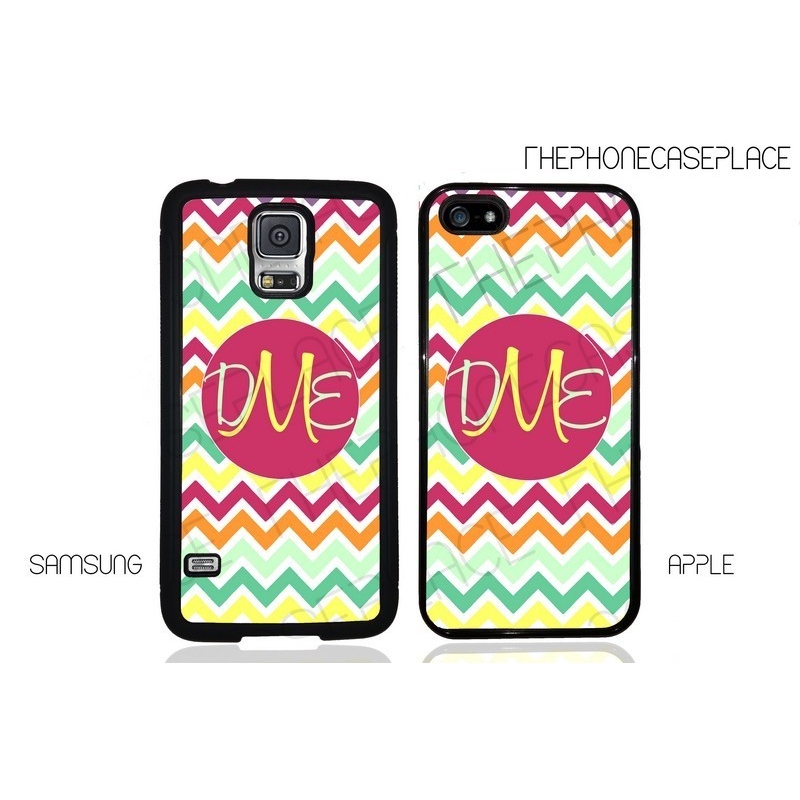 Multi Colored Chevron Monogram Customizable mobile phone case