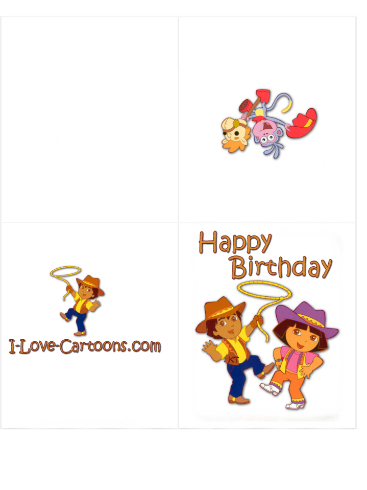 Dora and Go, Diego, Go Cowboy Happy Birthday Card