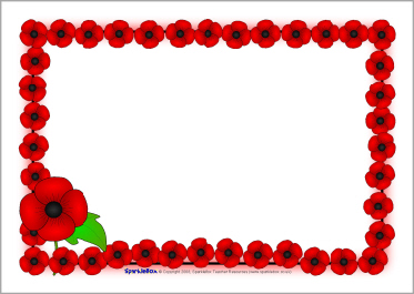 Remembrance Day poppy A4 page borders (SB1778) - SparkleBox