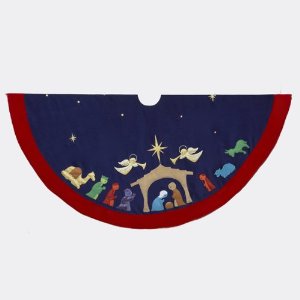 Amazon.com - Blue Religious Nativity Scene Christmas Tree Skirt 52"