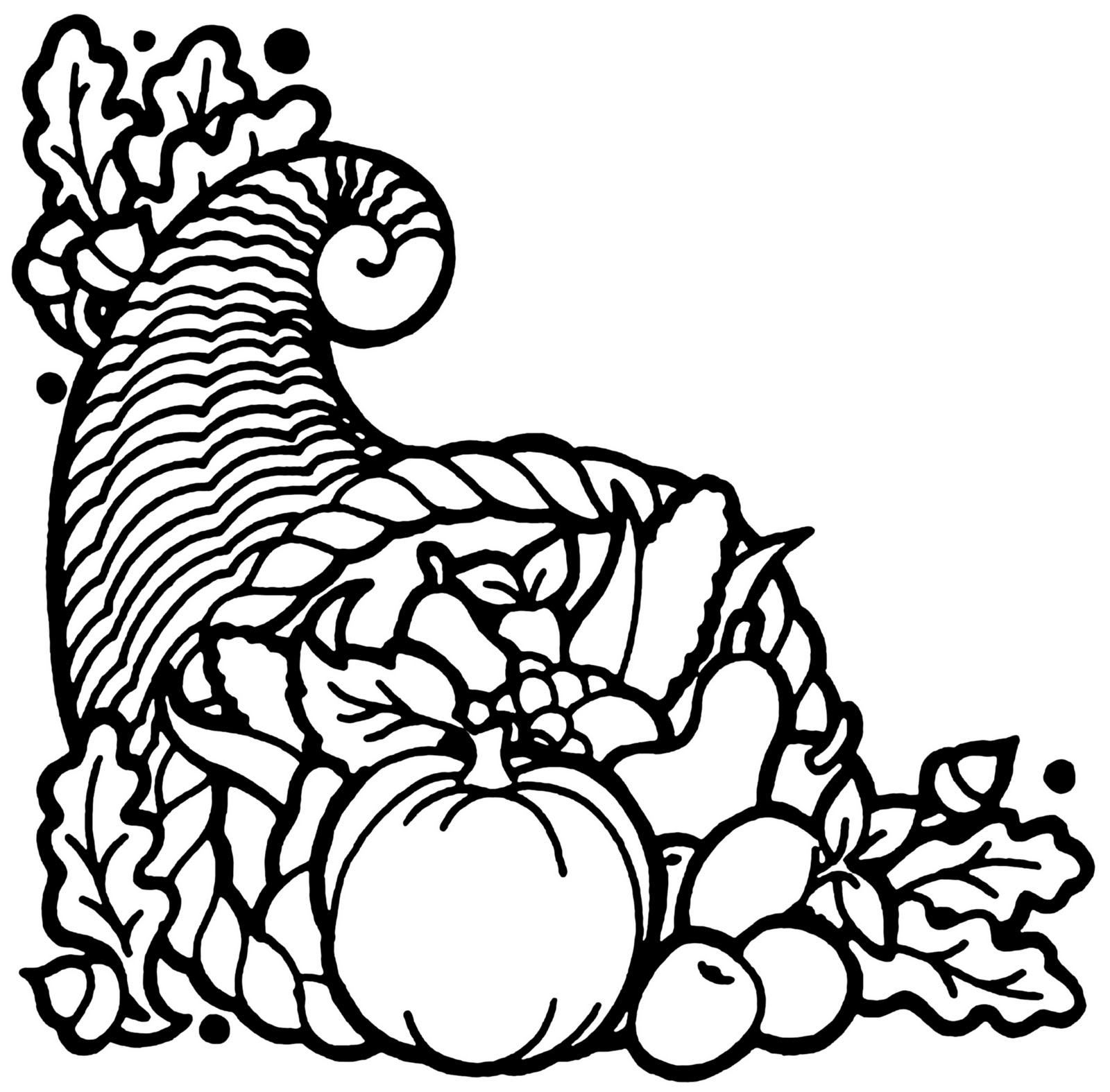 Cornucopia Black White Clipart