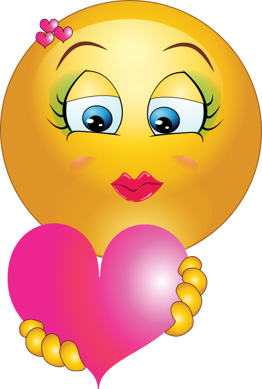 Smiley Clipart Of Avalentine Smiley Emoticon With Heart Eyes In ...