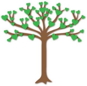 Tree with heart shaped leaves clipart