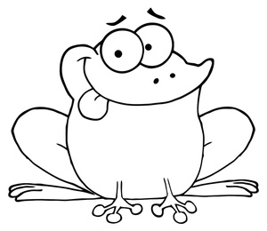 Frog Coloring Page Clipart Image - Cute Cartoon Frog Sticking ...