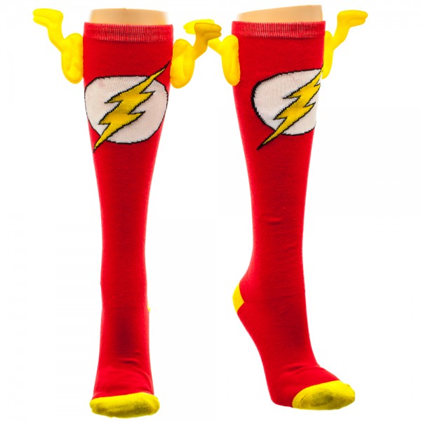 The Flash Red White and Yellow Lightning Bolt Logo Knee High Socks ...