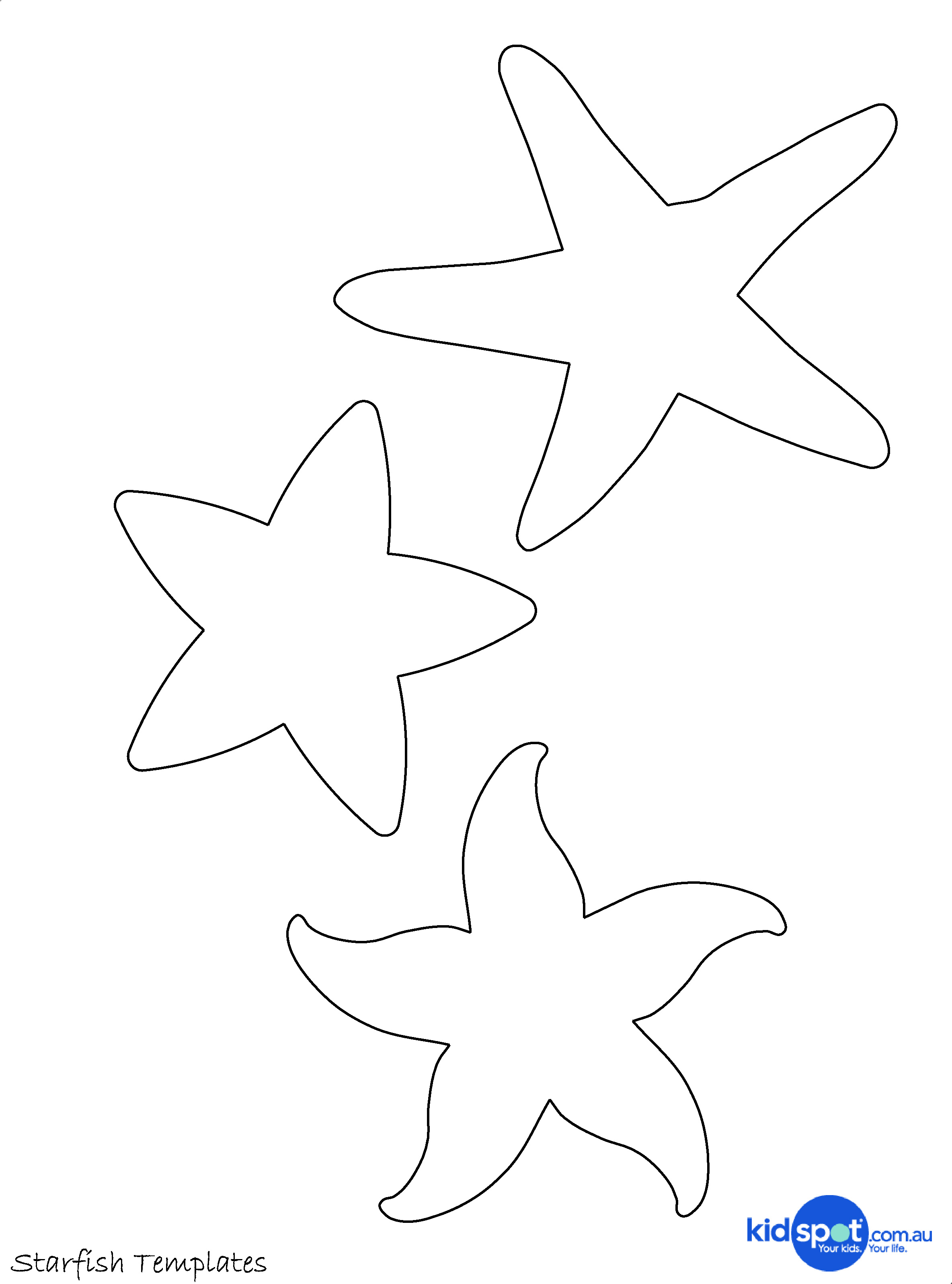 Starfish outline templates