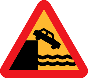 Caution Dont Drive Over A Cliff Into The Ocean clip art - vector ...