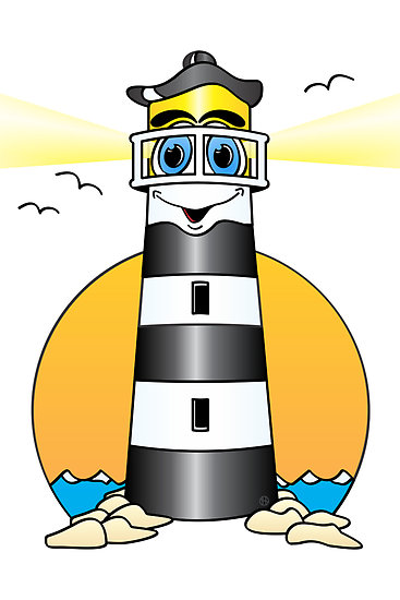 Lighthouse Cartoon Black White" by Graphxpro | Redbubble