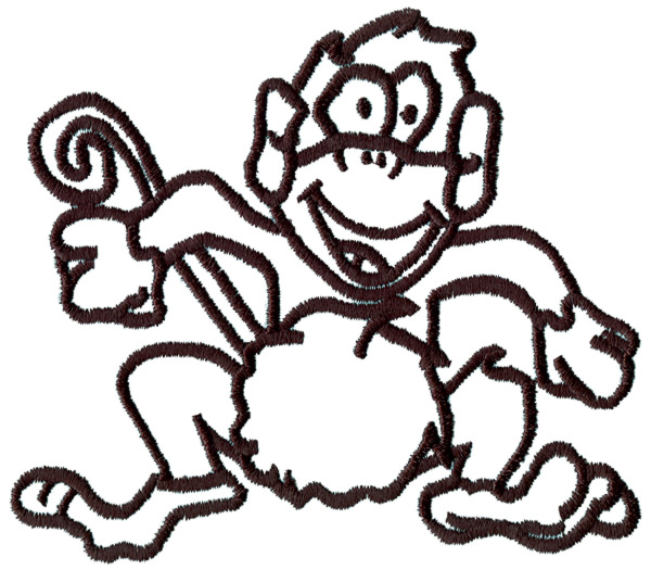 Animals Embroidery Design: Monkey Outline from Grand Slam Designs