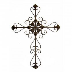 Scroll Design Metal Cross by Cheung's Rattan, Rustic Metallic Wall ...