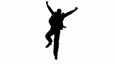 Silhouette Of A Man In Slow Motion Jumping Against A White ...