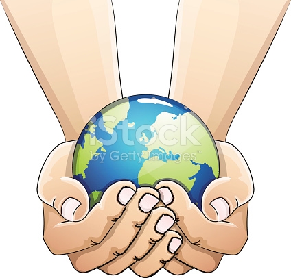 Globe In Hands stock vector art 472478756 | iStock