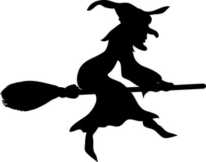 Witch on broom clipart