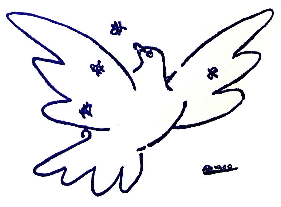 Peace Dove Serigraph In Blue As A Tribute To Pablo Picasso's ...