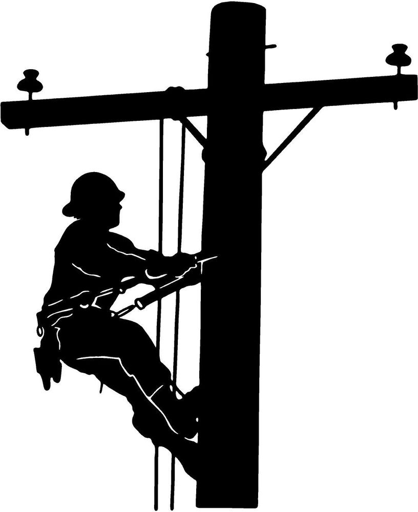 BLACK Vinyl Decal - Lineman electric pole climber fun sticker ...