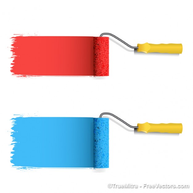 Colored paint roller vector Vector | Free Download