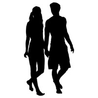 Silhouette of couple walking together Vector Image - 1463734 ...