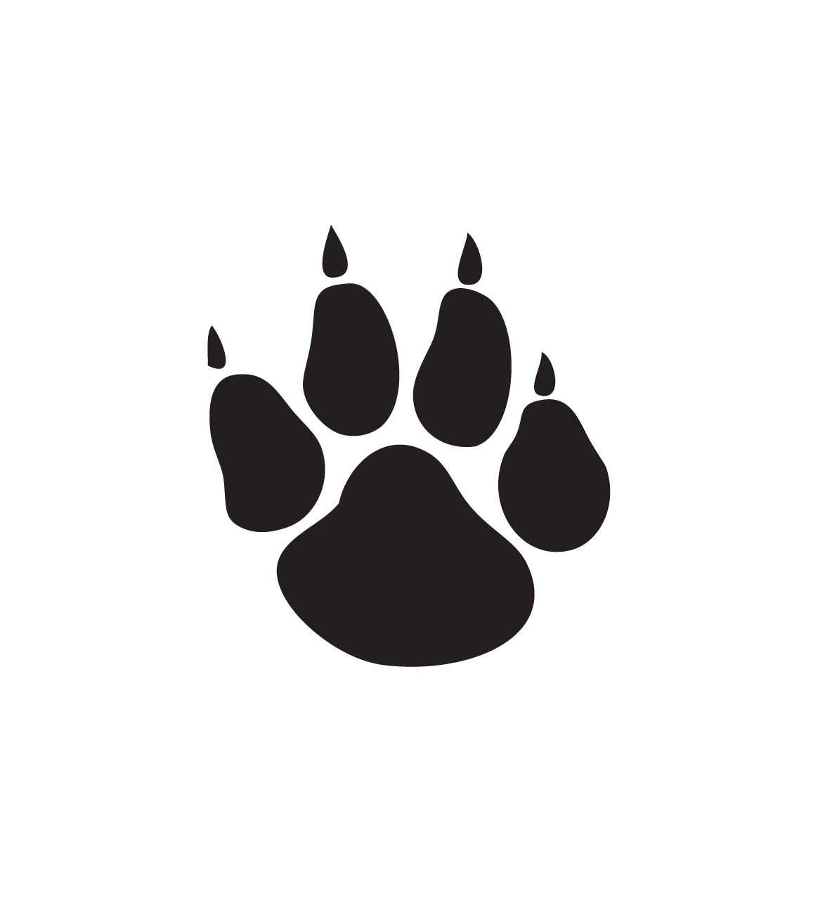 Paw print black and white clipart