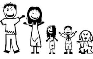 stick figure family of 5 people