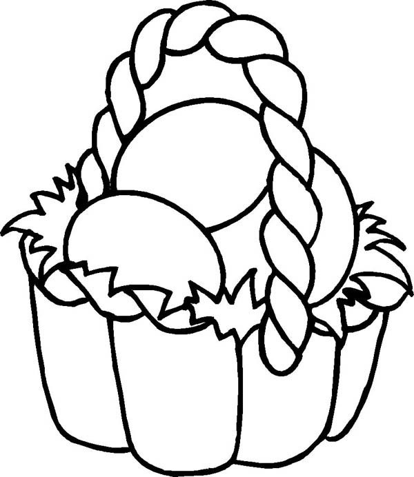 Drawing Easter Basket Fill with Eggs Coloring Page : Batch Coloring