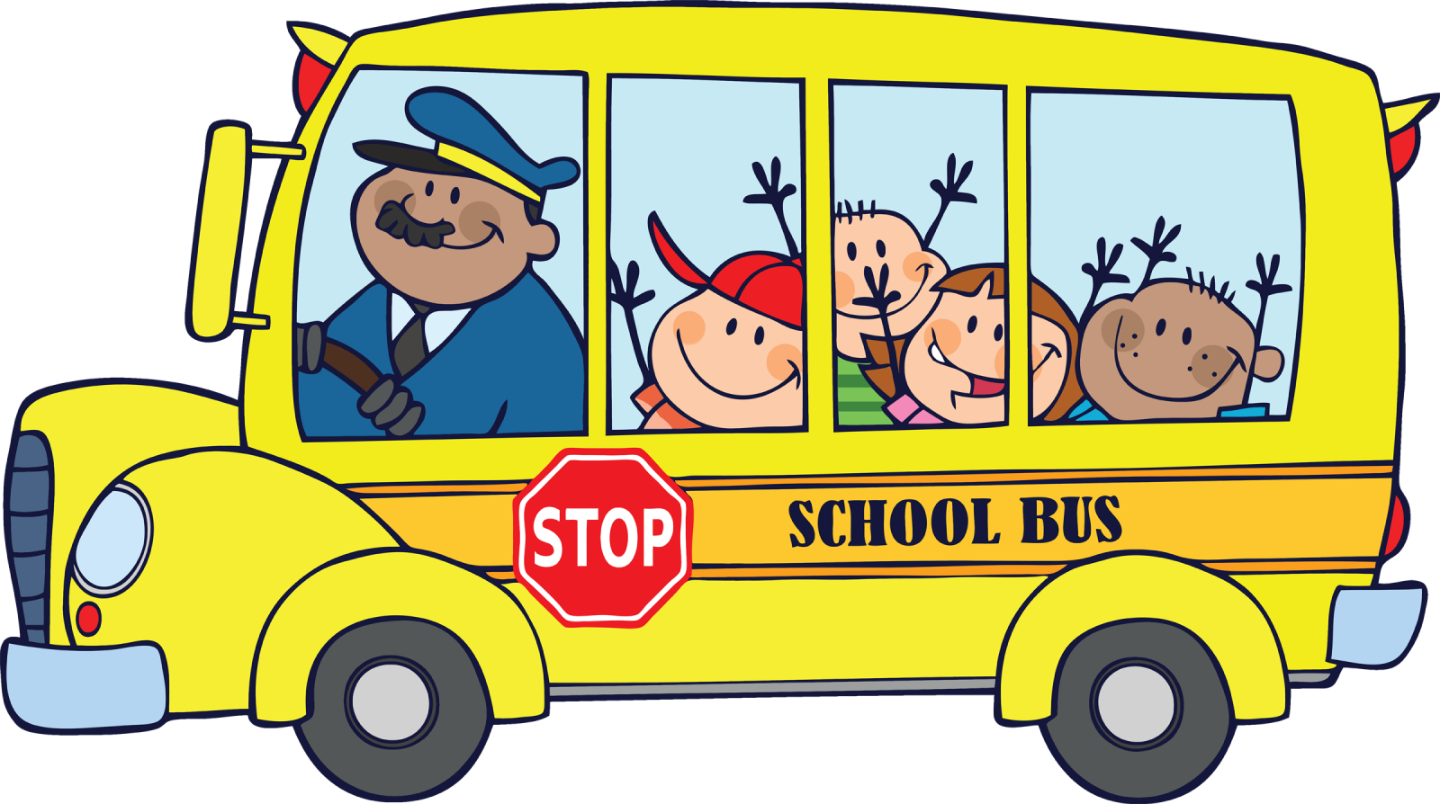 Riding the school bus driver clipart